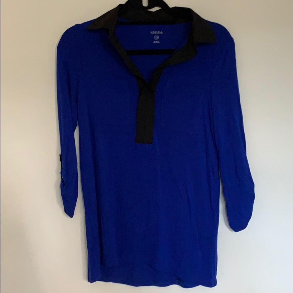 KENSIE blue and black blouse